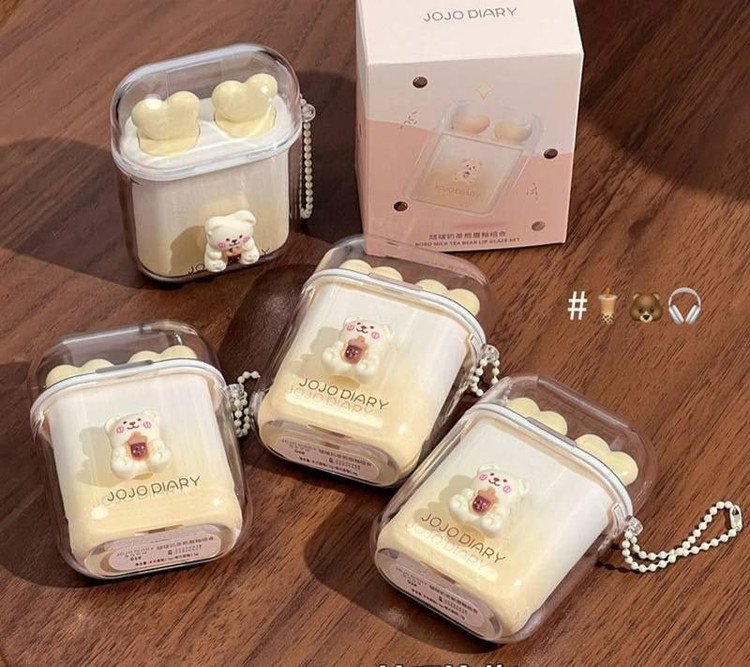 🧸 پک رژ لب دوقلوی خرس شیری JOJO DIARY 🧋💖