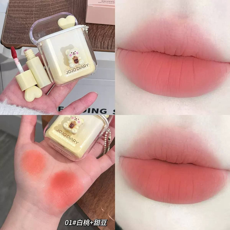 🧸 پک رژ لب دوقلوی خرس شیری JOJO DIARY 🧋💖